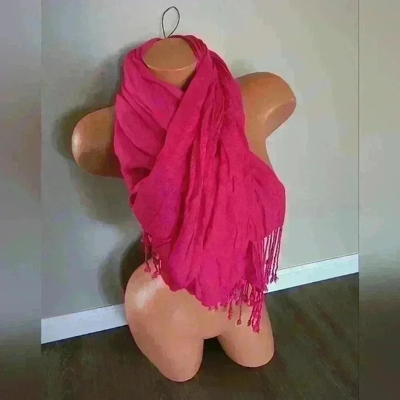 Made In India Pink Panel Accent Scarf With Fringe Women's Multifunctional - Picture 1 of 4